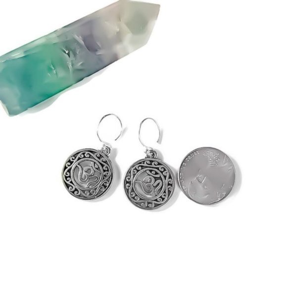 Mandala Disk Zen Mantra Earrings - Picture 5 of 7